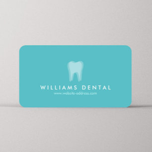 Modern Dentist Tooth Logo on Aqua Blue Business Ca Card