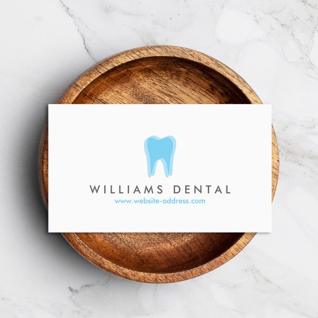 Modern Dentist Tooth Logo on White Business Card (Creator Uploaded)