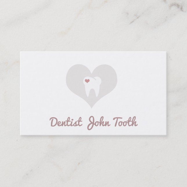 Modern Dentist White Tooth Logo Business Card (Front)