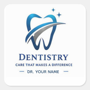 Modern Dentistry Logo for Dental Practice Branding Square Sticker