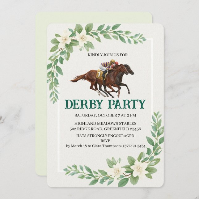 Modern Derby Horse Racing Party Invitation (Front/Back)