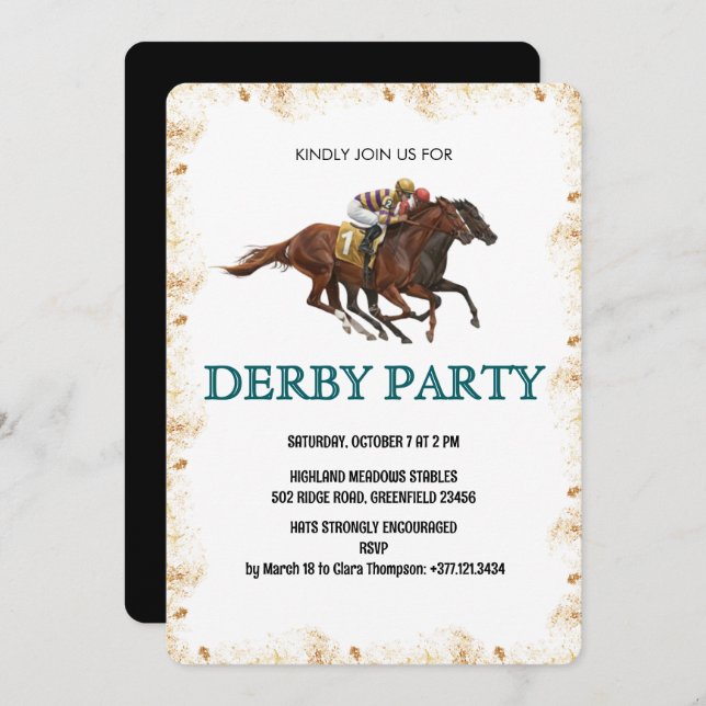 Modern Derby Horse Racing Party Invite (Front/Back)