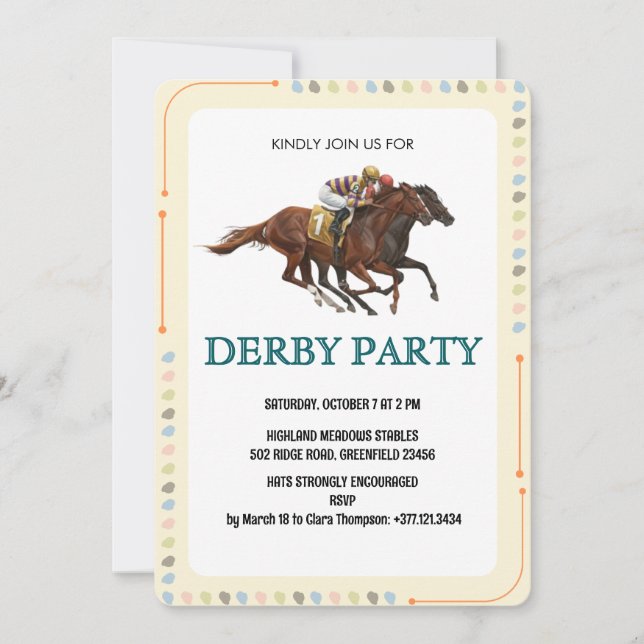 Modern Derby Horse Racing Party Invite (Front)