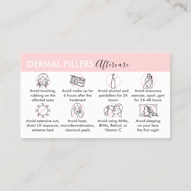 Modern Dermal Fillers Aftercare Business Card (Back)
