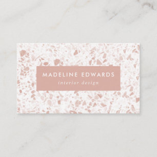 Modern Desert Blush & White Terrazzo Business Card