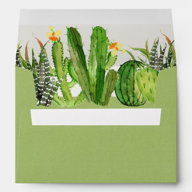 MODERN DESERT CACTUS FLORAL GARDEN WATERCOLOR ENVELOPE (Back (Bottom))