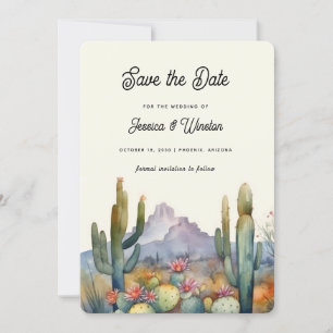 Modern Desert Cactus Photo Save the Date Invitation