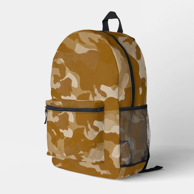 Modern Desert Earth-Tone Camouflage Pattern Printed Backpack (Back Corner Right)