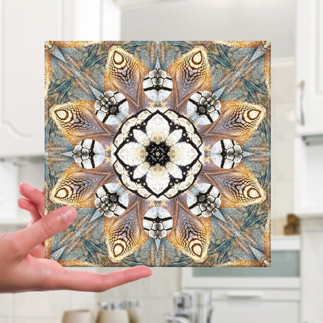 Modern Desert Flower Mosaic Nature Pattern Tile (Tile featuring a geometric design based on original animal skin prints - nature - abstract)
