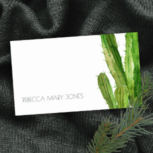 MODERN DESERT GREEN CACTUS FOLIAGE WATERCOLOR BUSINESS CARD