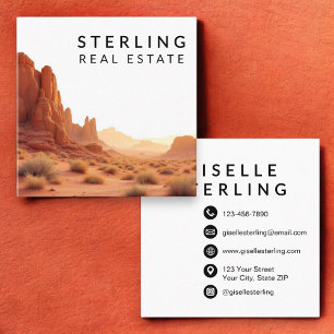 Modern Desert Landscape Real Estate Square Business Card