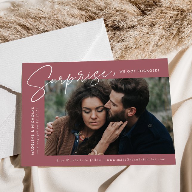 Modern Desert Rose Surprise Photo Engagement Announcement (Creator Uploaded)