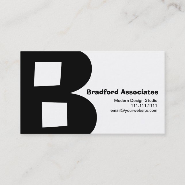 Modern Design Big Retro B Monogram Reversable Business Card (Front)