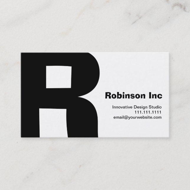 Modern Design Big Retro R-Monogram Reversable Business Card (Front)