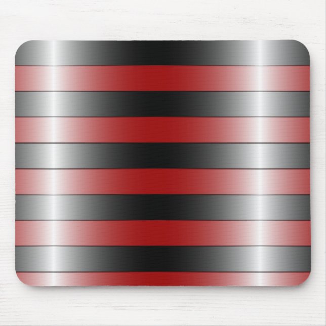 Modern design black and red stripes mouse pad (Front)