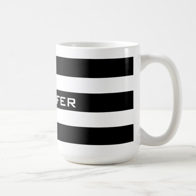 Modern Design Black & White Stripes Pattern 2 Coffee Mug (Right)