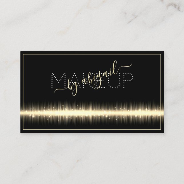 Modern Design Chic Cream Light Gold Effect Makeup Business Card (Front)