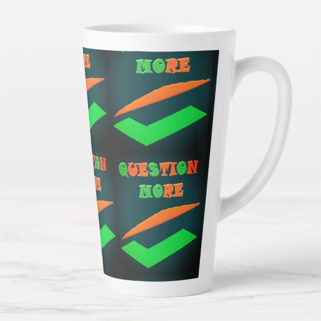 Modern design dark colours theme Question Latte Mug (Right)