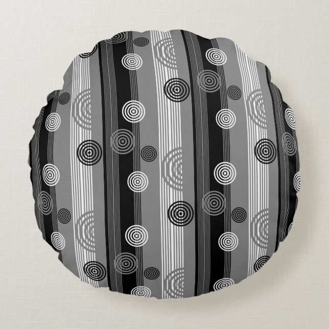 Modern design in Black and White Round Cushion (Front)
