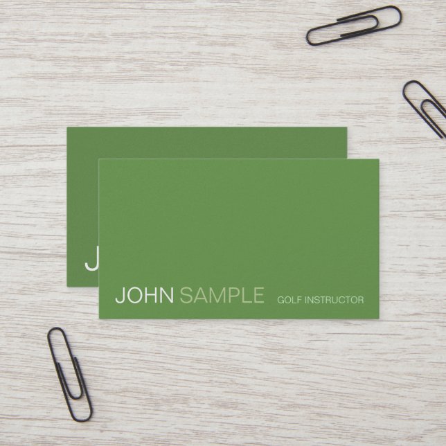 Modern Design Professional Elegant Golf Instructor Business Card (Front/Back In Situ)