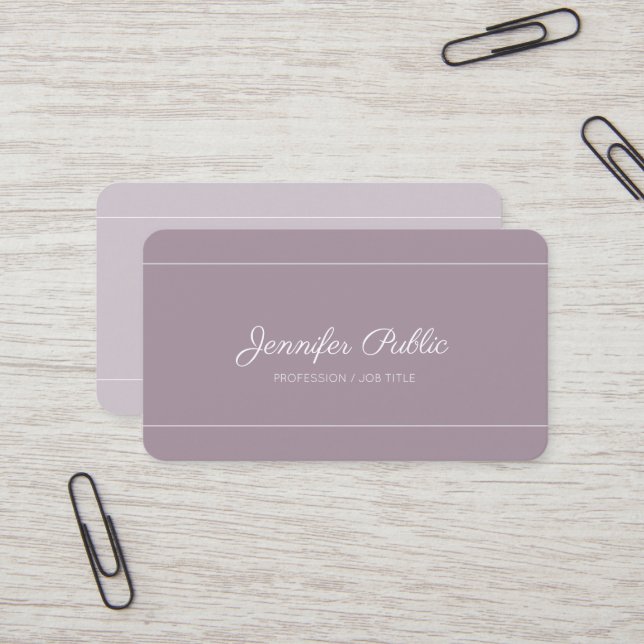 Modern Design Purple Violet Stylish Plain Luxury Business Card (Front/Back In Situ)