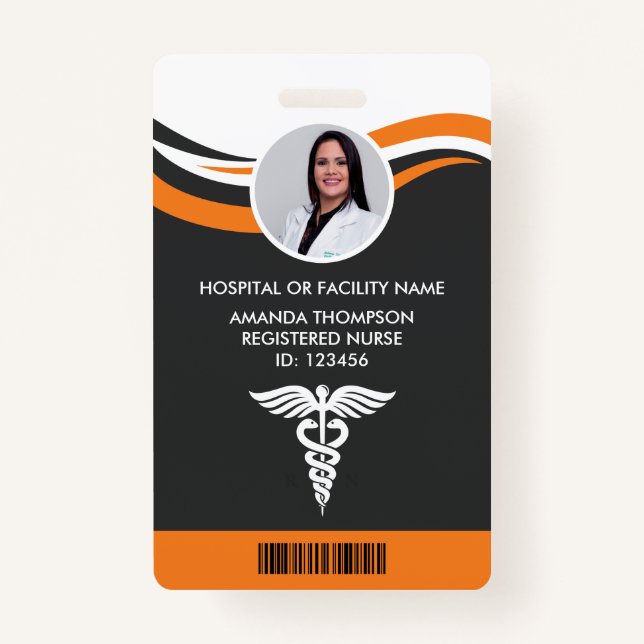 Modern Design Registered Nurse Photo ID ID Badge (Front)