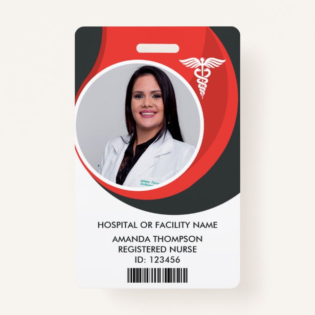 Modern Design Registered Nurse Photo ID ID Badge (Front)
