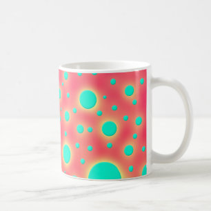 Modern Design Turquoise Dots over Hot Pink Coffee Mug