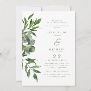 Modern Design Watercolor Foliage Wedding  Invitation