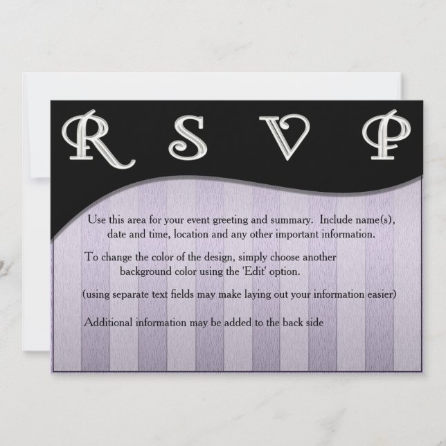 Modern Design Wave and Stripes Silver Invitation (Front)