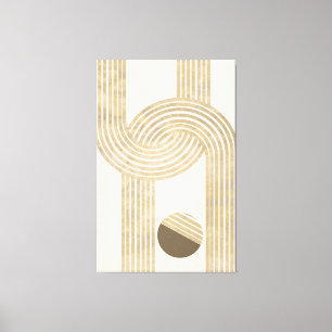 Modern design with beige and yellow stripes canvas print