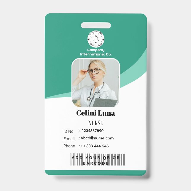 Modern Design with EMT Barcode Integration ID Badge (Front)