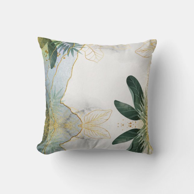 Modern design with leaves throw pillow (Front)