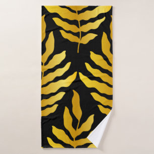Modern design with leaves. Tropical leaves of gold Bath Towel
