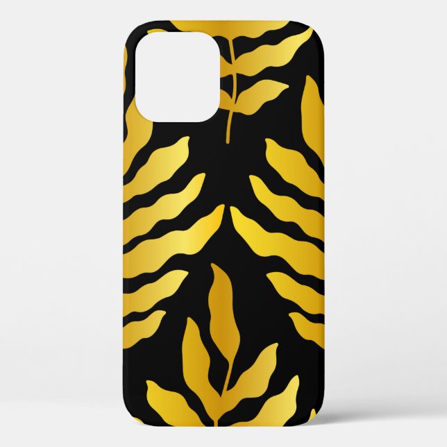 Modern design with leaves. Tropical leaves of gold Case-Mate iPhone Case (Back)