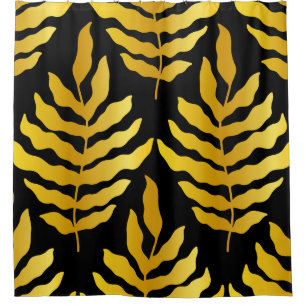 Modern design with leaves. Tropical leaves of gold Shower Curtain