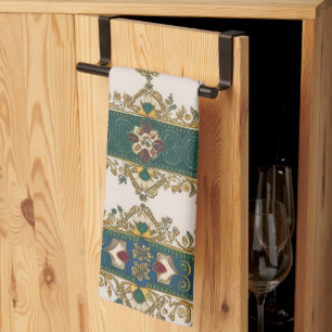Modern designed inspired Serbian ethnic seamless 3 Tea Towel