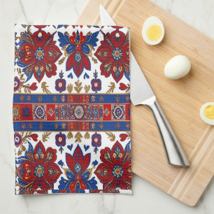 Modern designed inspired Serbian ethnic seamless Tea Towel