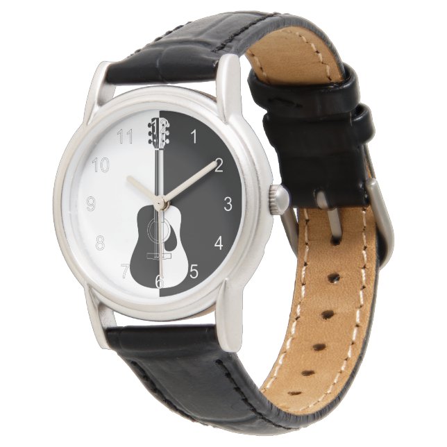 Modern designer black and white guitar Ladies wris Watch (Angled)