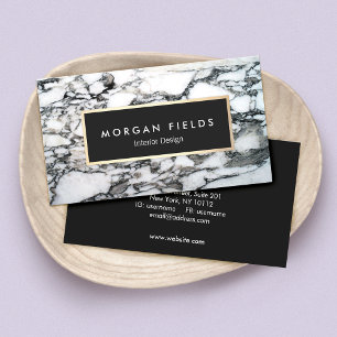 Modern Designer Black and White Marble Stone Business Card