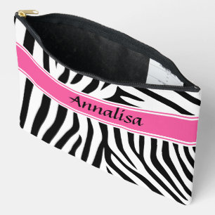 Modern designer personalised zebra stripe Ladies Accessory Pouch