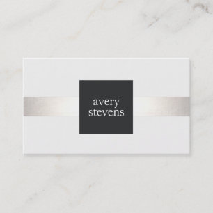 Modern Designer Silver Striped Black and White Business Card