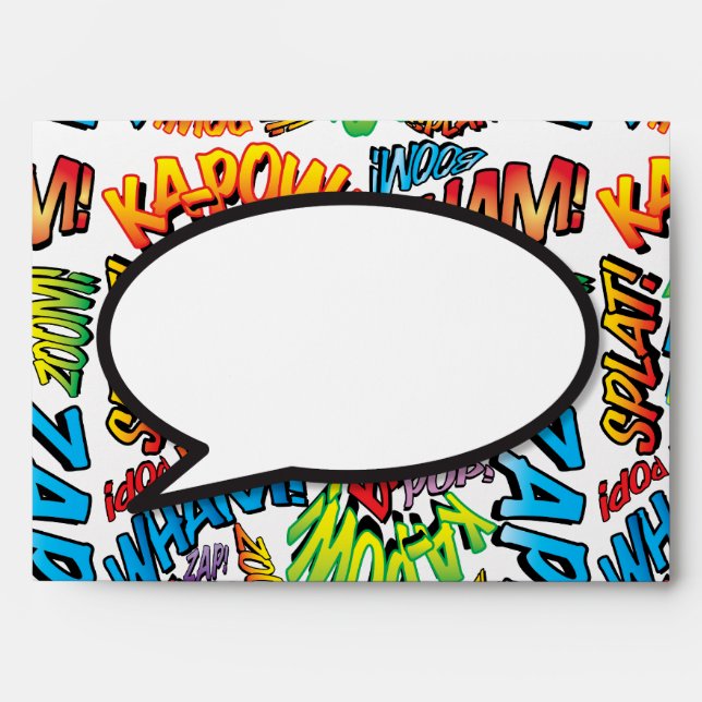 Modern Designer Speech Bubble Fun Return Address Envelope (Front)