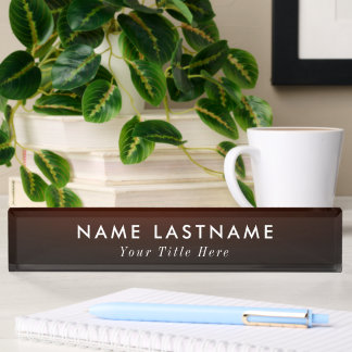 Modern desk name plate with editable name & title