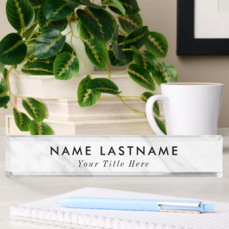 Modern desk name plate with editable name & title