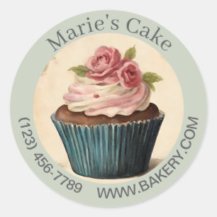 Modern Dessert Baker Cake Caterer Cupcake Bakery Classic Round Sticker