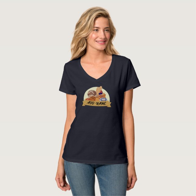 Modern dessert Bread baking bakery custom name T-Shirt (Front Full)