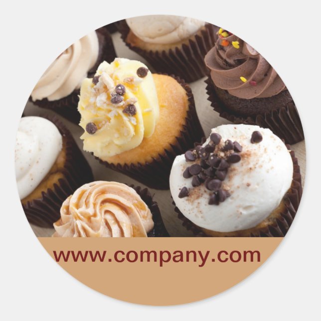 Modern dessert cake cupcake baker bakery classic round sticker (Front)