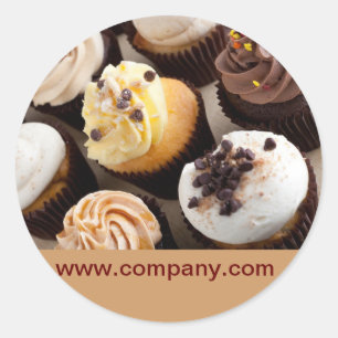 Modern dessert cake cupcake baker bakery classic round sticker
