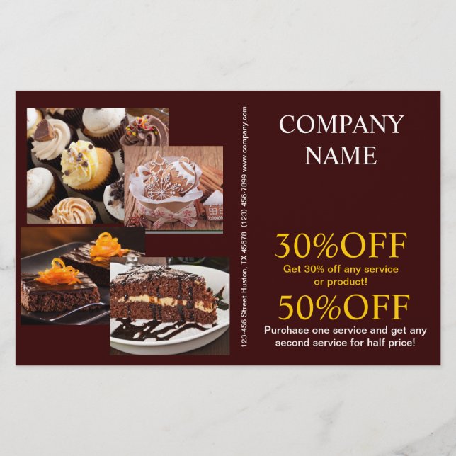 Modern dessert cake cupcake baker bakery flyer (Front)